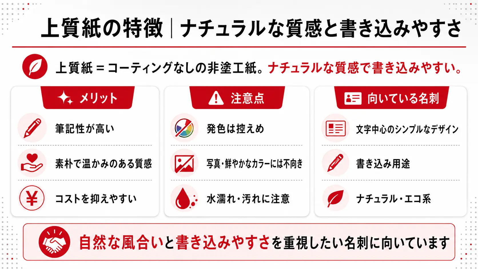 上質紙の特徴｜ナチュラルな質感と書き込みやすさ
