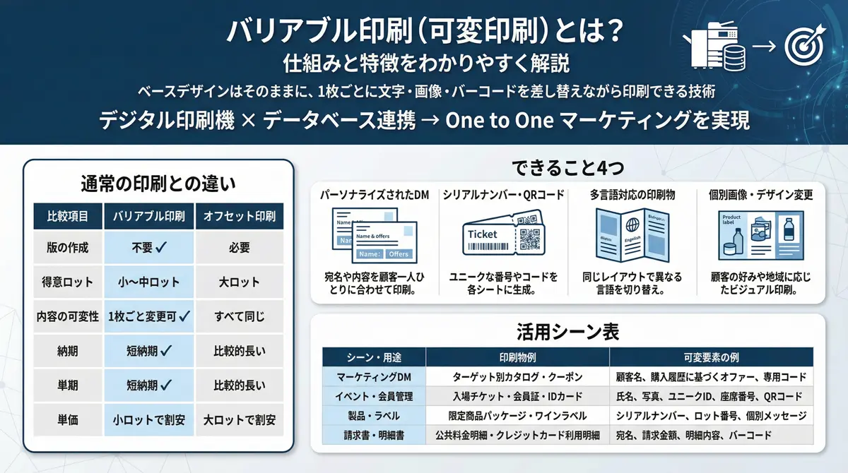 バリアブル印刷（可変印刷）とは？仕組みと特徴をわかりやすく解説