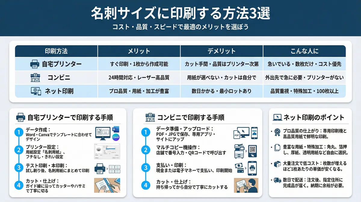 名刺サイズに印刷する方法｜自宅・コンビニ・ネット印刷