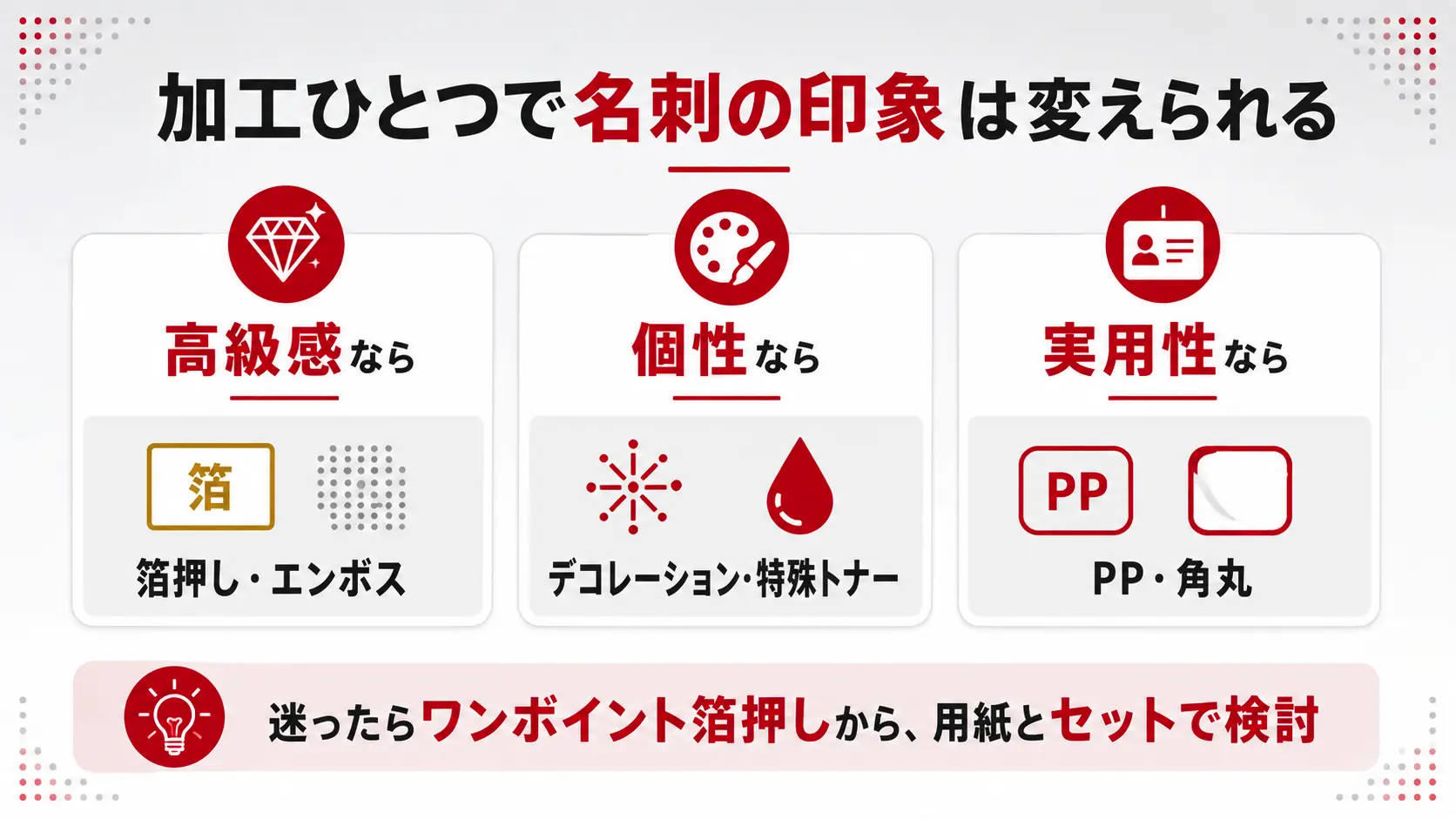 まとめ｜加工ひとつで名刺の印象は変えられる