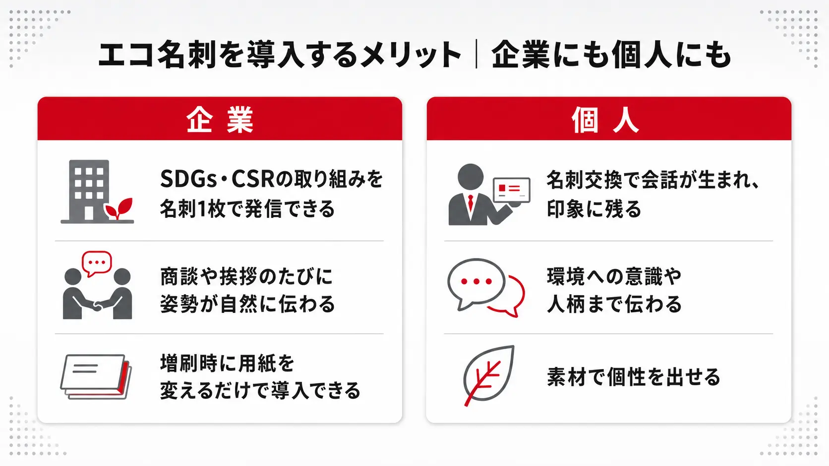 エコ名刺を導入するメリット｜企業にも個人にも
